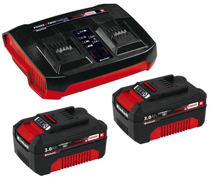 Batteriladdare Twin Charger & 2-pack 18V 3,0Ah Batteri Einhell